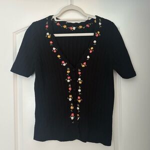 Sezane Embroidered Cardigan